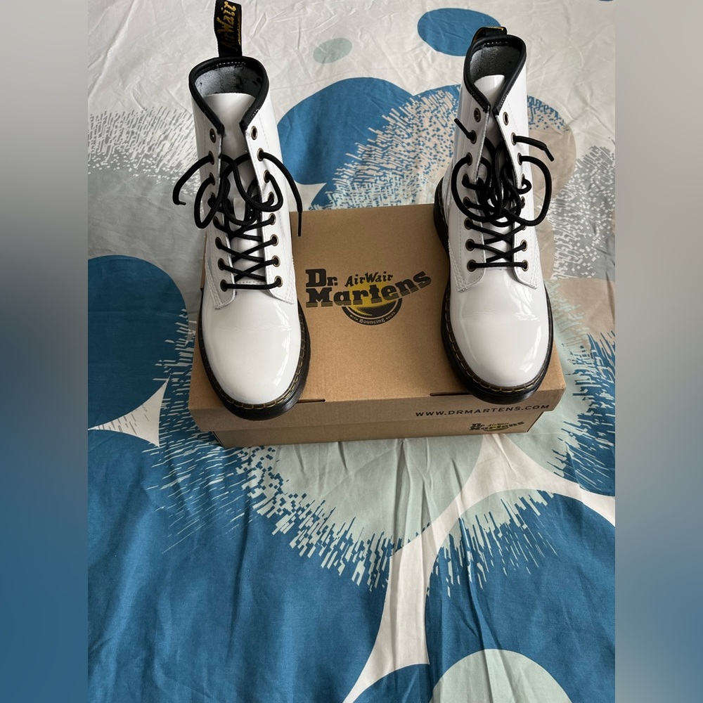 Dr Martens white boots, size 7.5